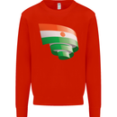 Curled Niger Flag Nigerien Day Football Kids Sweatshirt Jumper Bright Red