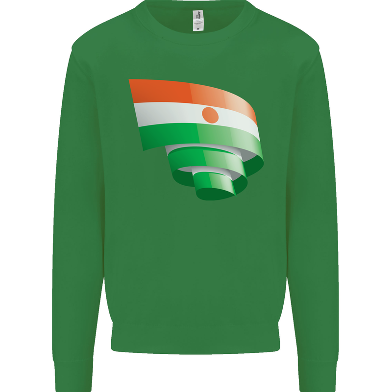 Curled Niger Flag Nigerien Day Football Kids Sweatshirt Jumper Irish Green