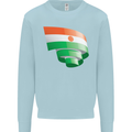 Curled Niger Flag Nigerien Day Football Kids Sweatshirt Jumper Light Blue