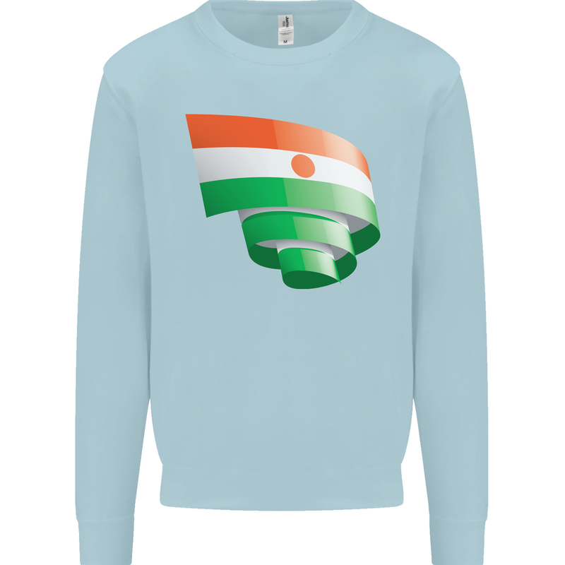 Curled Niger Flag Nigerien Day Football Kids Sweatshirt Jumper Light Blue