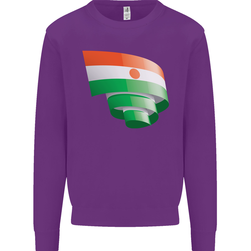 Curled Niger Flag Nigerien Day Football Kids Sweatshirt Jumper Purple