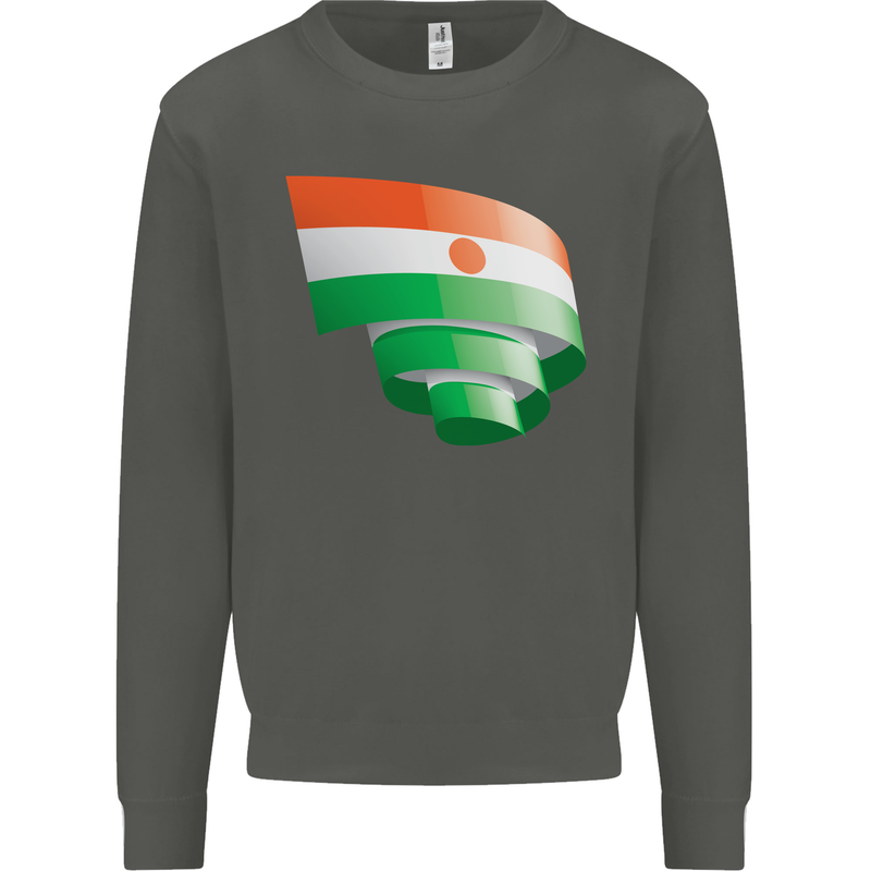Curled Niger Flag Nigerien Day Football Kids Sweatshirt Jumper Storm Grey