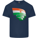 Curled Niger Flag Nigerien Day Football Kids T-Shirt Childrens Navy Blue