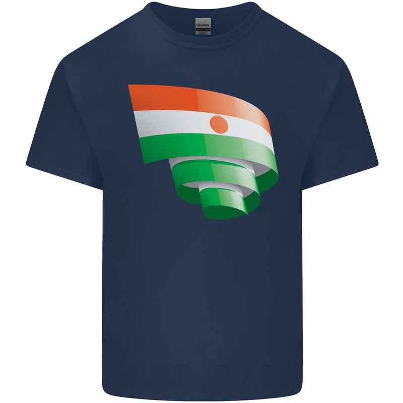 Curled Niger Flag Nigerien Day Football Kids T-Shirt Childrens Navy Blue