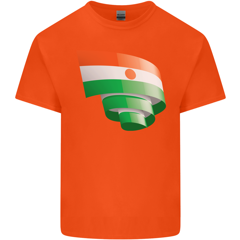 Curled Niger Flag Nigerien Day Football Kids T-Shirt Childrens Orange