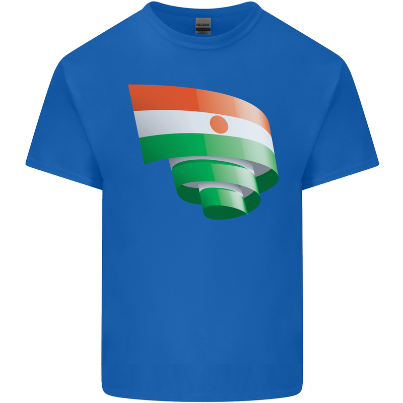 Curled Niger Flag Nigerien Day Football Kids T-Shirt Childrens Royal Blue