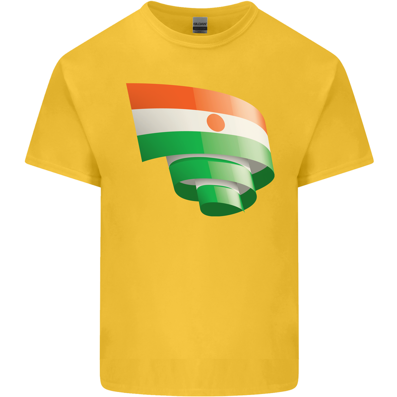 Curled Niger Flag Nigerien Day Football Kids T-Shirt Childrens Yellow
