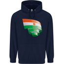 Curled Niger Flag Nigerien Day Football Mens 80% Cotton Hoodie Navy Blue