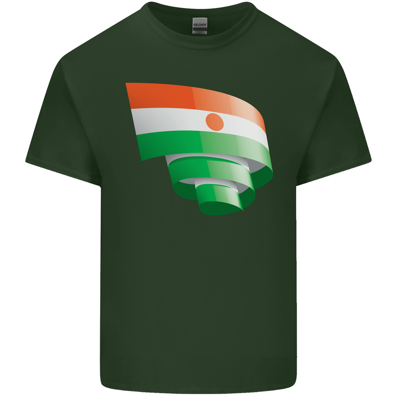 Curled Niger Flag Nigerien Day Football Mens Cotton T-Shirt Tee Top Forest Green