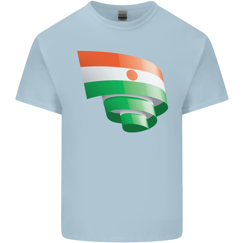 Curled Niger Flag Nigerien Day Football Mens Cotton T-Shirt Tee Top Light Blue