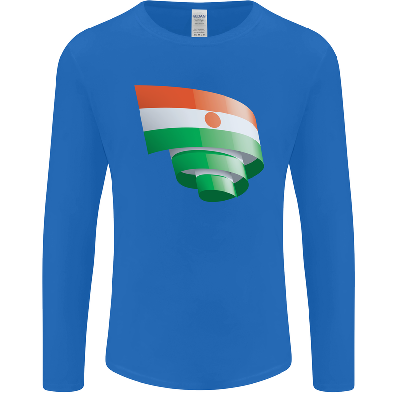 Curled Niger Flag Nigerien Day Football Mens Long Sleeve T-Shirt Royal Blue