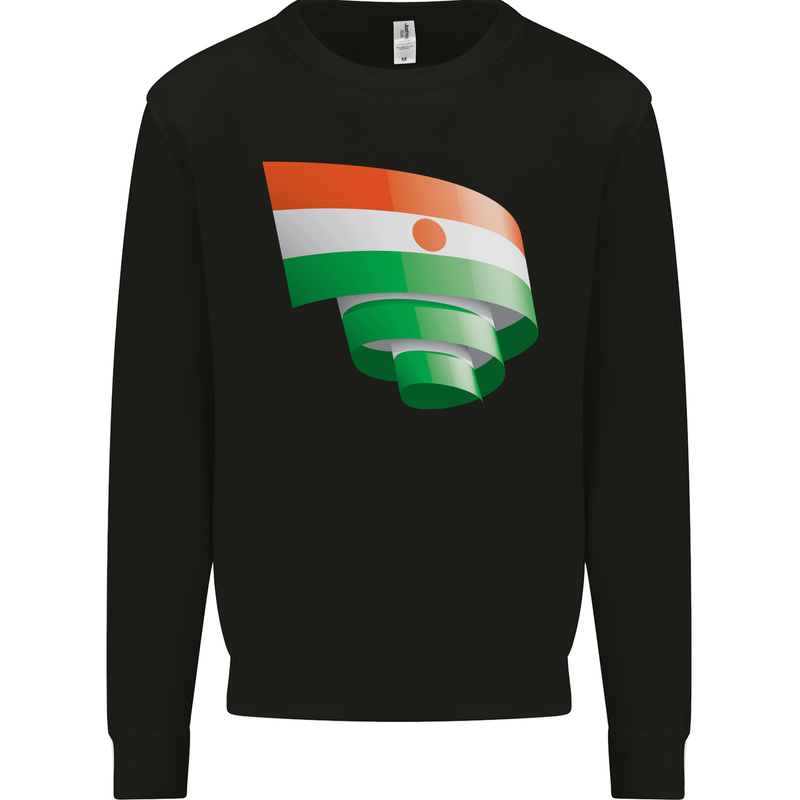 Curled Niger Flag Nigerien Day Football Mens Sweatshirt Jumper Black
