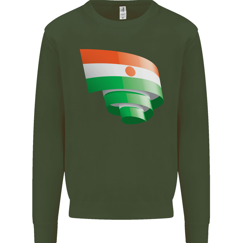 Curled Niger Flag Nigerien Day Football Mens Sweatshirt Jumper Forest Green