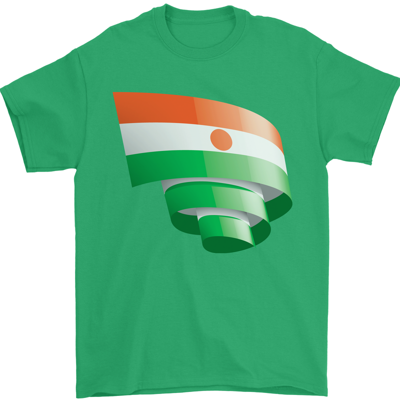 Curled Niger Flag Nigerien Day Football Mens T-Shirt 100% Cotton Irish Green