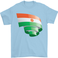 Curled Niger Flag Nigerien Day Football Mens T-Shirt 100% Cotton Light Blue