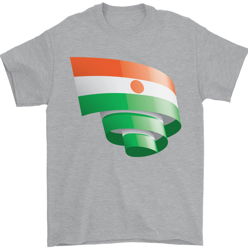 Curled Niger Flag Nigerien Day Football Mens T-Shirt 100% Cotton Sports Grey