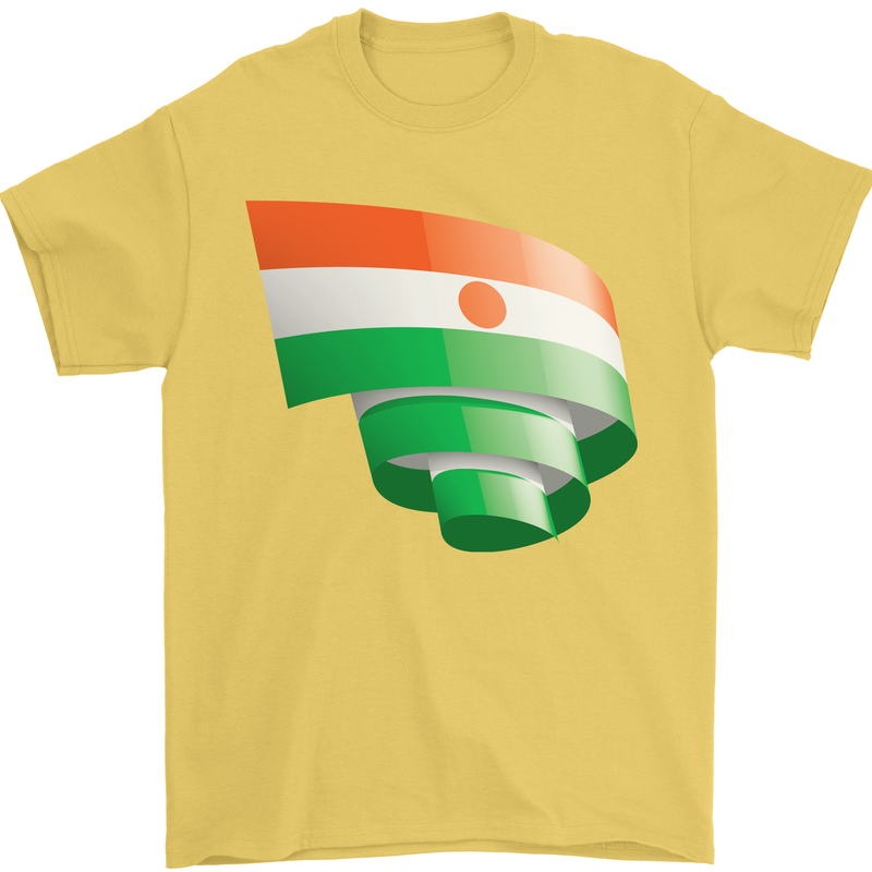 Curled Niger Flag Nigerien Day Football Mens T-Shirt 100% Cotton Yellow