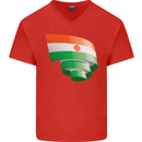 Curled Niger Flag Nigerien Day Football Mens V-Neck Cotton T-Shirt Red