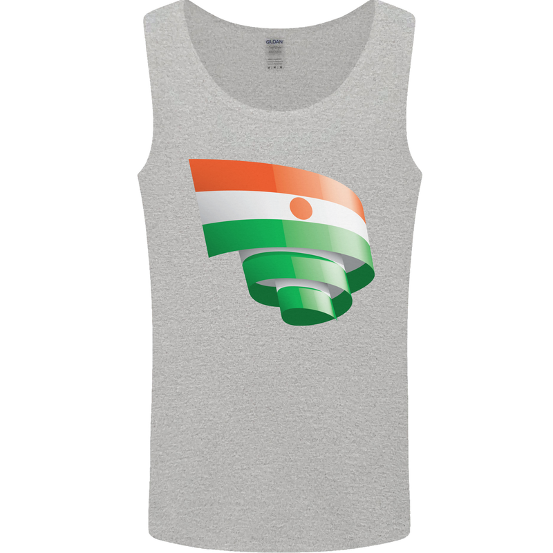 Curled Niger Flag Nigerien Day Football Mens Vest Tank Top Sports Grey