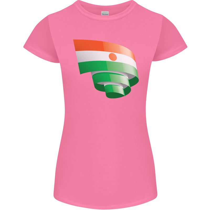 Curled Niger Flag Nigerien Day Football Womens Petite Cut T-Shirt Azalea