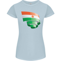 Curled Niger Flag Nigerien Day Football Womens Petite Cut T-Shirt Light Blue