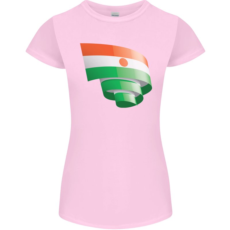 Curled Niger Flag Nigerien Day Football Womens Petite Cut T-Shirt Light Pink