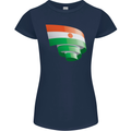 Curled Niger Flag Nigerien Day Football Womens Petite Cut T-Shirt Navy Blue