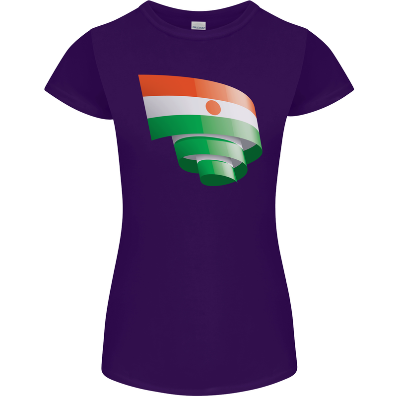 Curled Niger Flag Nigerien Day Football Womens Petite Cut T-Shirt Purple