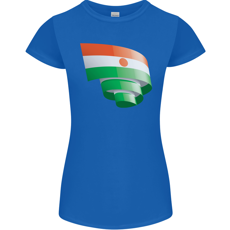 Curled Niger Flag Nigerien Day Football Womens Petite Cut T-Shirt Royal Blue