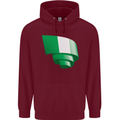 Curled Nigeria Flag Nigerian Day Football Childrens Kids Hoodie Maroon