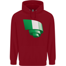 Curled Nigeria Flag Nigerian Day Football Childrens Kids Hoodie Red