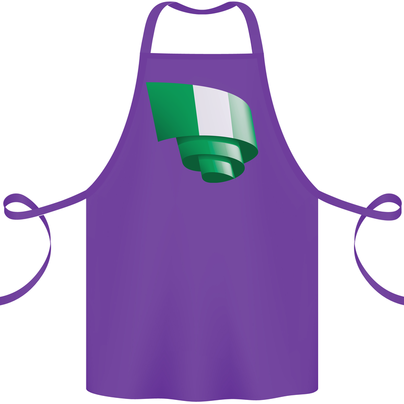 Curled Nigeria Flag Nigerian Day Football Cotton Apron 100% Organic Purple