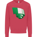 Curled Nigeria Flag Nigerian Day Football Kids Sweatshirt Jumper Heliconia
