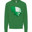 Curled Nigeria Flag Nigerian Day Football Kids Sweatshirt Jumper Irish Green