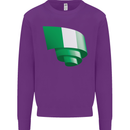 Curled Nigeria Flag Nigerian Day Football Kids Sweatshirt Jumper Purple