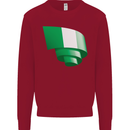 Curled Nigeria Flag Nigerian Day Football Kids Sweatshirt Jumper Red