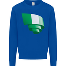 Curled Nigeria Flag Nigerian Day Football Kids Sweatshirt Jumper Royal Blue
