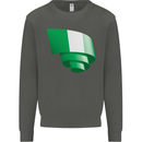 Curled Nigeria Flag Nigerian Day Football Kids Sweatshirt Jumper Storm Grey