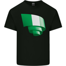 Curled Nigeria Flag Nigerian Day Football Kids T-Shirt Childrens Black