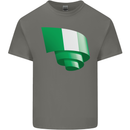 Curled Nigeria Flag Nigerian Day Football Kids T-Shirt Childrens Charcoal