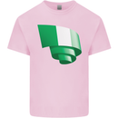 Curled Nigeria Flag Nigerian Day Football Kids T-Shirt Childrens Light Pink