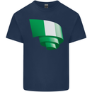 Curled Nigeria Flag Nigerian Day Football Kids T-Shirt Childrens Navy Blue