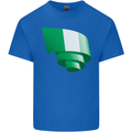 Curled Nigeria Flag Nigerian Day Football Kids T-Shirt Childrens Royal Blue