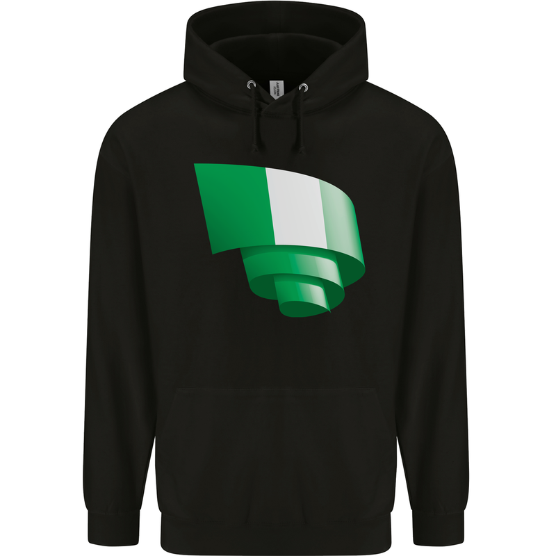 Curled Nigeria Flag Nigerian Day Football Mens 80% Cotton Hoodie Black