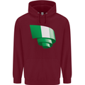 Curled Nigeria Flag Nigerian Day Football Mens 80% Cotton Hoodie Maroon