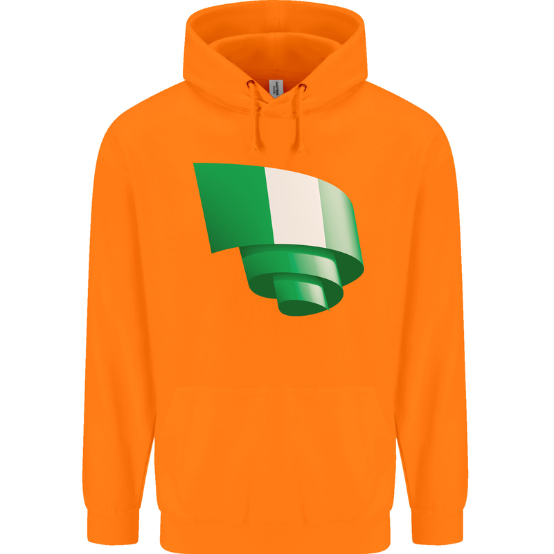 Curled Nigeria Flag Nigerian Day Football Mens 80% Cotton Hoodie Orange