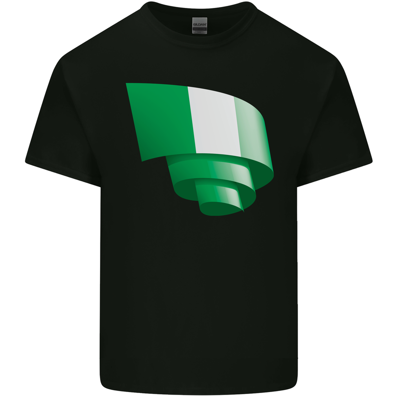Curled Nigeria Flag Nigerian Day Football Mens Cotton T-Shirt Tee Top Black