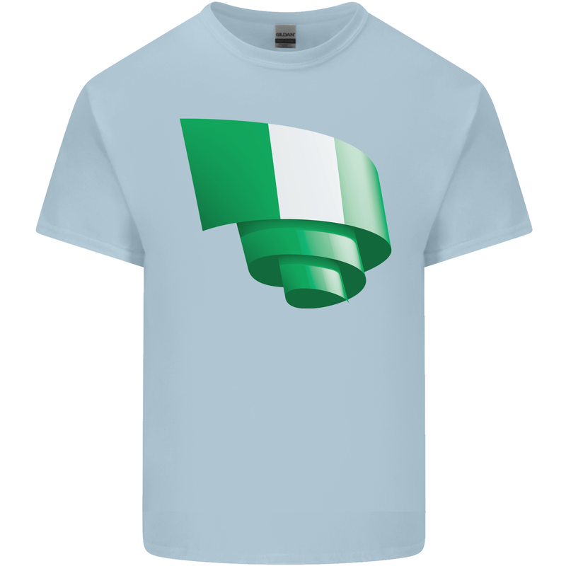 Curled Nigeria Flag Nigerian Day Football Mens Cotton T-Shirt Tee Top Light Blue