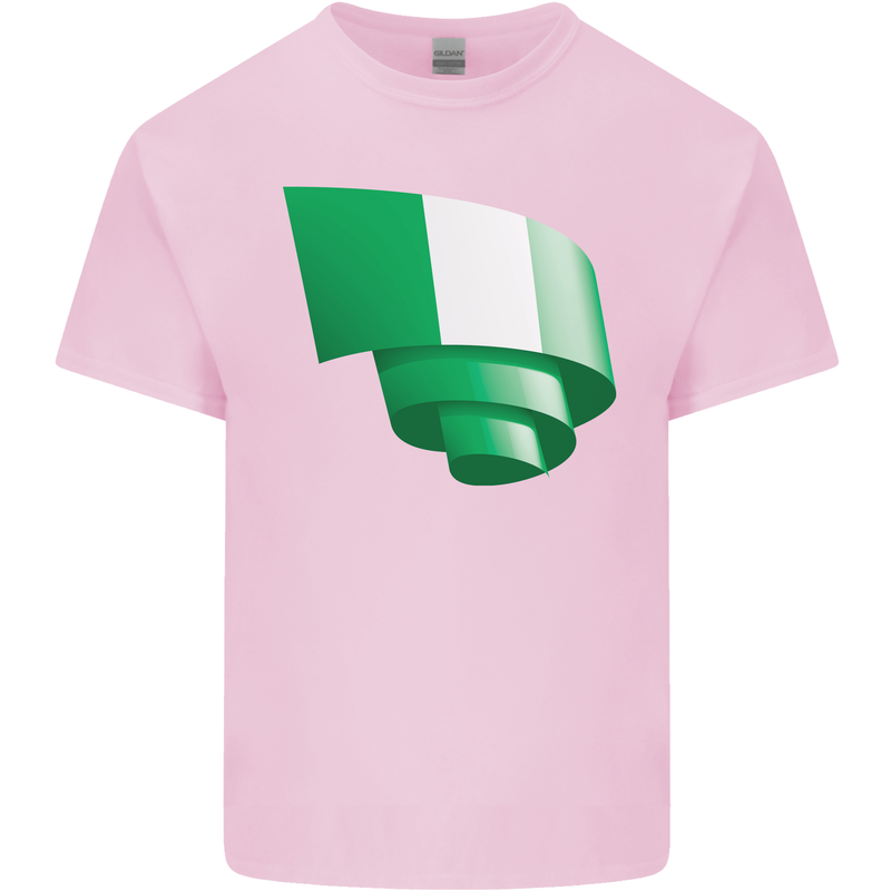 Curled Nigeria Flag Nigerian Day Football Mens Cotton T-Shirt Tee Top Light Pink