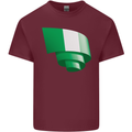 Curled Nigeria Flag Nigerian Day Football Mens Cotton T-Shirt Tee Top Maroon